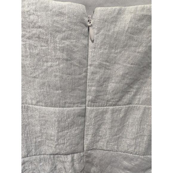 Davids Bridal Silver Ruffled Beaded Formal Mini Dress Prom Homecoming Size 12 - Picture 7 of 11